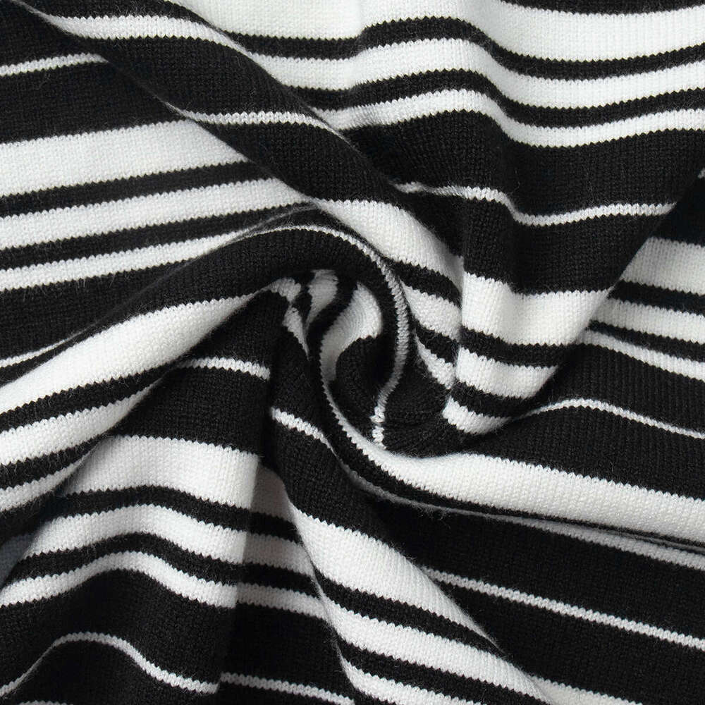 Knitwear Autumn New American Style Color-Block Striped Polo Collar Knit T-Shirt B5