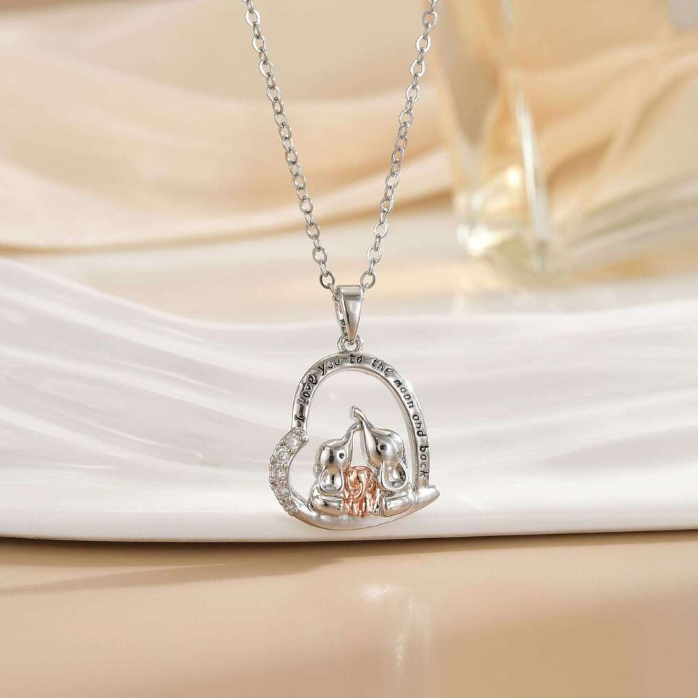 Mother's Day Heart-Shaped Love Animal Necklace Light Niche Fashion Jewelry Non-Fading Collarbone Chain 317