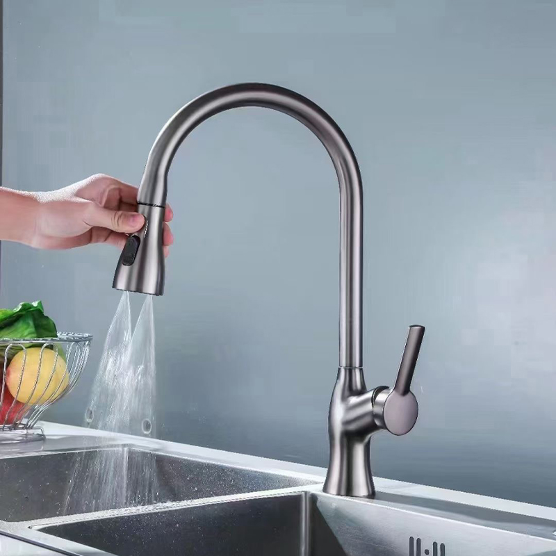 Pull-Out Faucet for Kitchens - Telescoping & Rotational Rotating Extendable Tap Spout for Easy Cleaning of Sinks