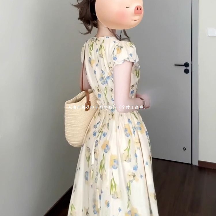 2025 New Early Summer Outfit Floral Dress Super Beautiful Unique Dopamine Plus Size Waist-Cinching for Women