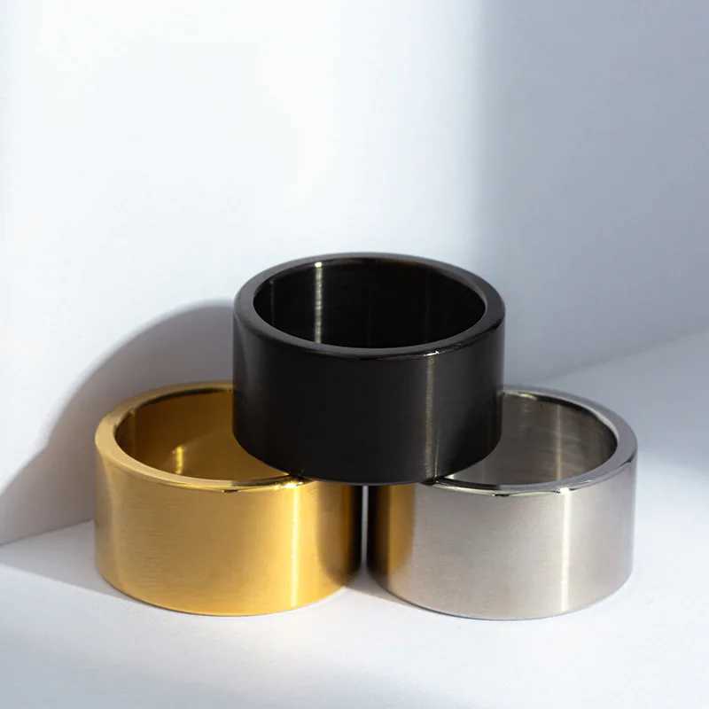European and American Fashion 12mm Wide Titanium Steel Ring Mens Frosted Scratch Resistant Stainless Steel Ring Wholesale S250716