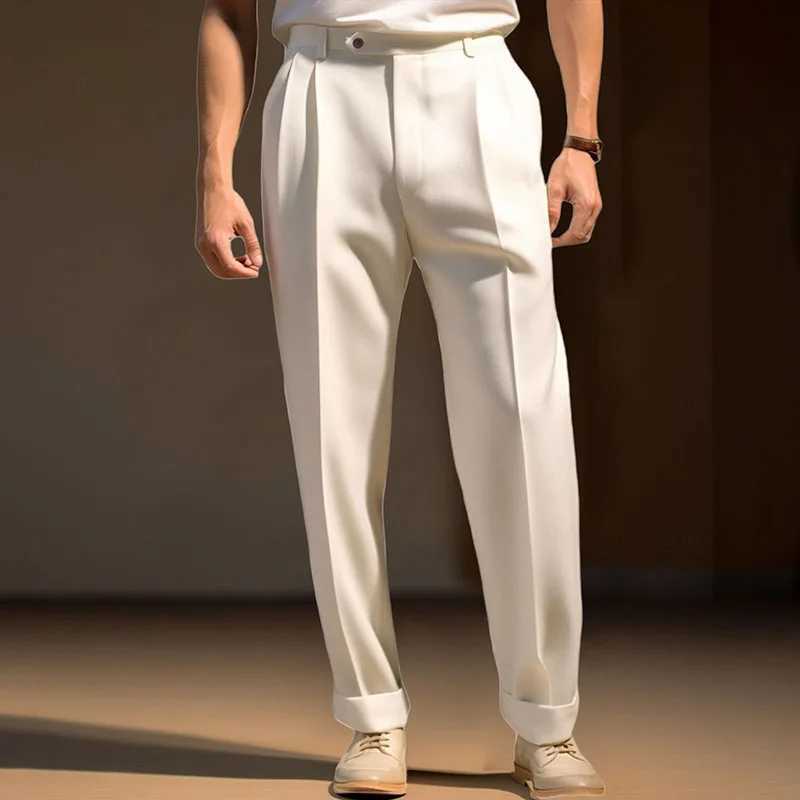 Men s Fit Dress Pants Solid Color Flat Front Trousers Classic Business Casual Suit Pants Modern Formal Wear Hemmed Bottoms y250716