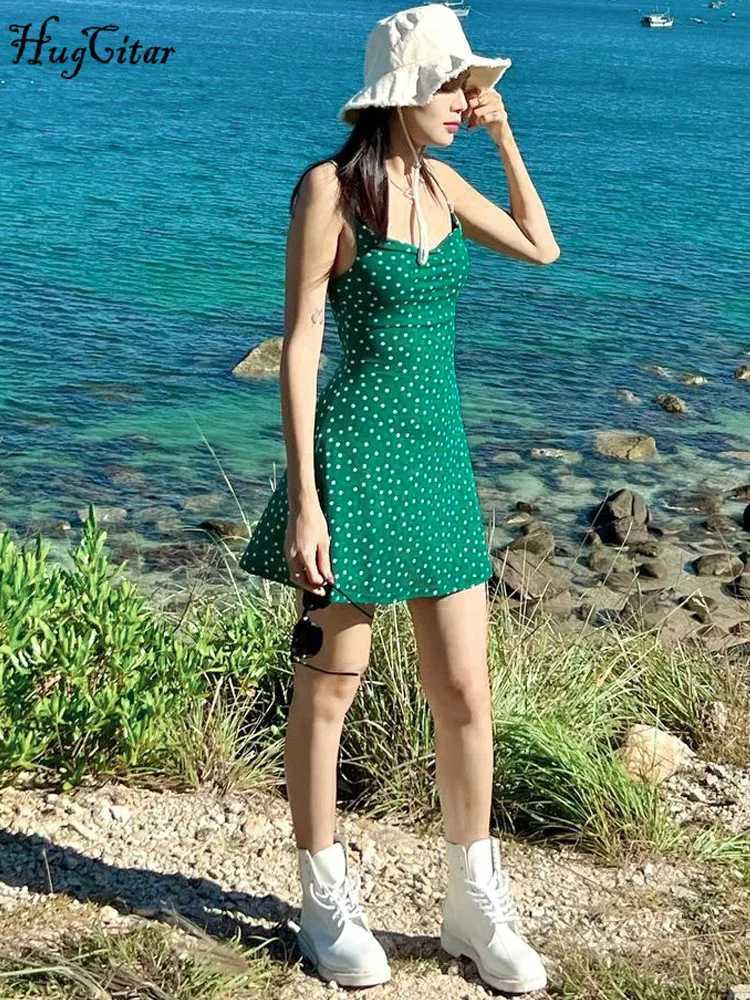 2024 Summer Spot Print Backless Sexy Elegant Bodycon Mini Prom Dress Women Casual Clothes Y2K Beach Festival R250716