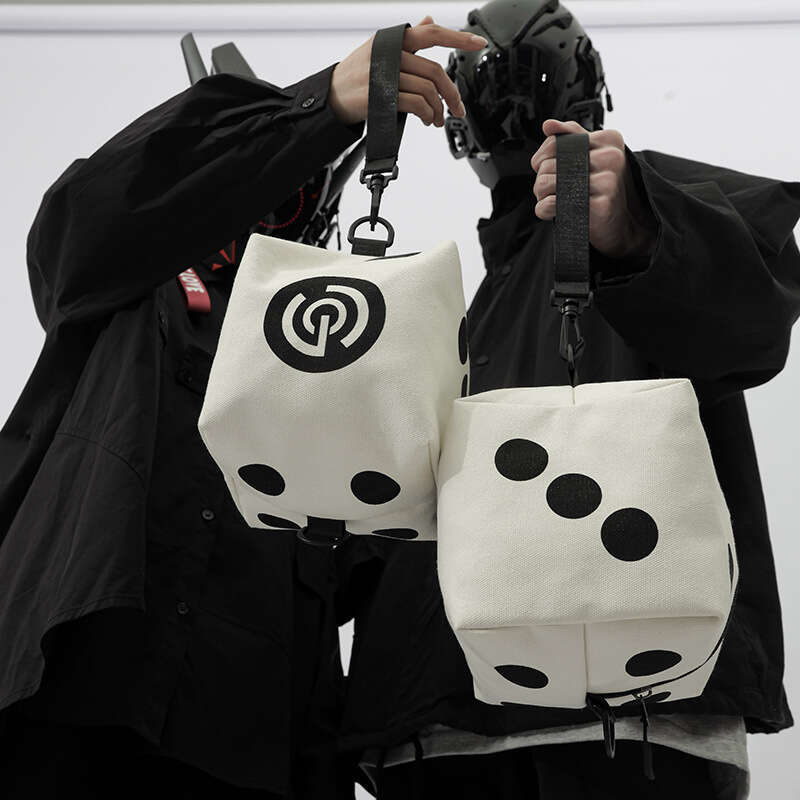 Unique Dice 2025 Spring New Fashion Printed Canvas Bag Ins Couple Trendy Cool Shoulder Handbag
