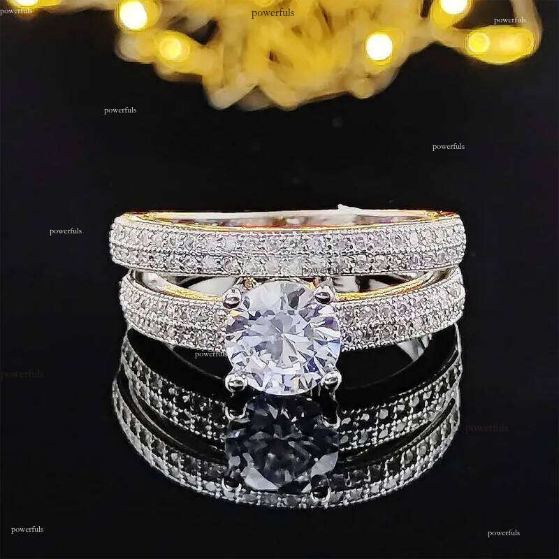 Band 2023 New Sterling Sier Big Wedding Rings Set for Bridal Women Engagement Finger Party Gift Designer Jewelry J230517