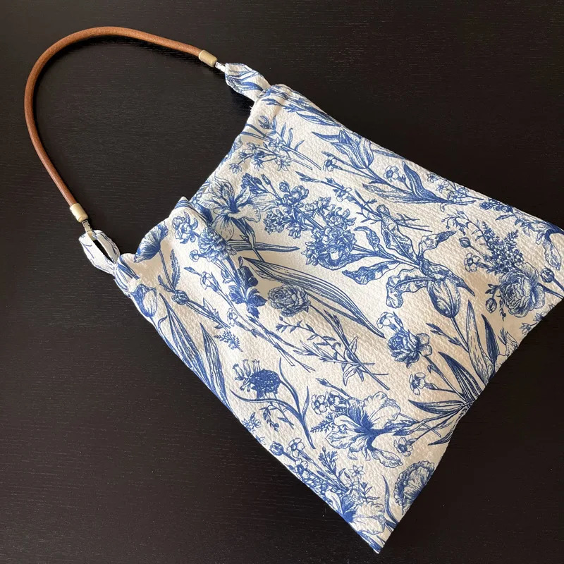Vintage Floral Womens Shoulder Bag Thin Cloth Ladies Shopping Tote Bags Summer Travel Crossbody Bags Retro Handbags for Female 250714