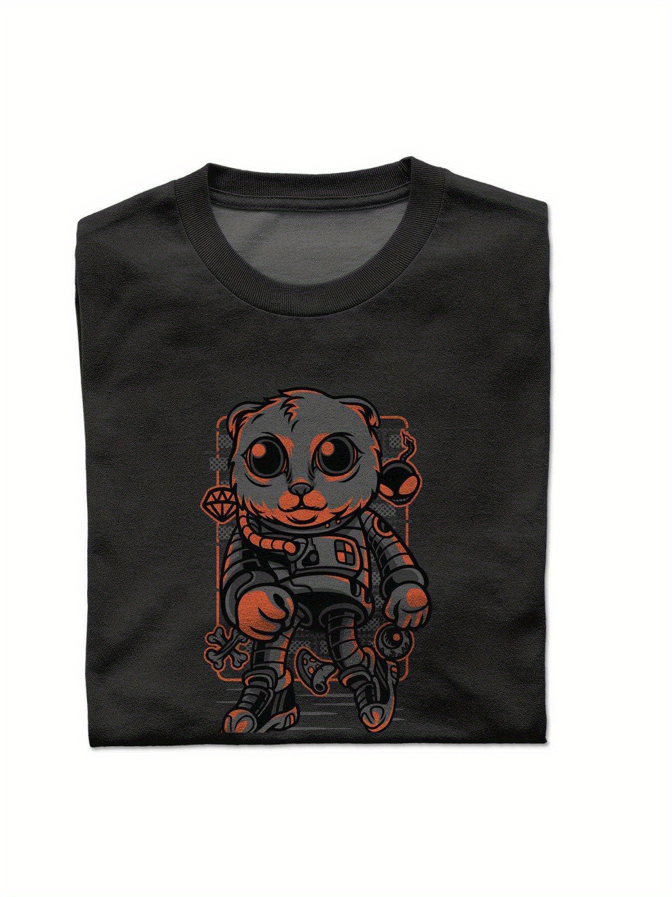 VogueEpoch Men S-3XL Cotton Adult Graphics 180g Short sleeve black Round collar T Shirts tiger White Wed 3d