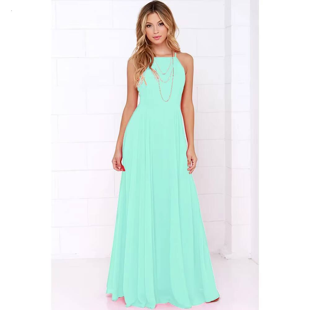 Fashion Women Summer Sleeveless Strap O neck Boho Casual Long Maxi Evening Party Beach Backless Dress Sundress dongdumaoyi