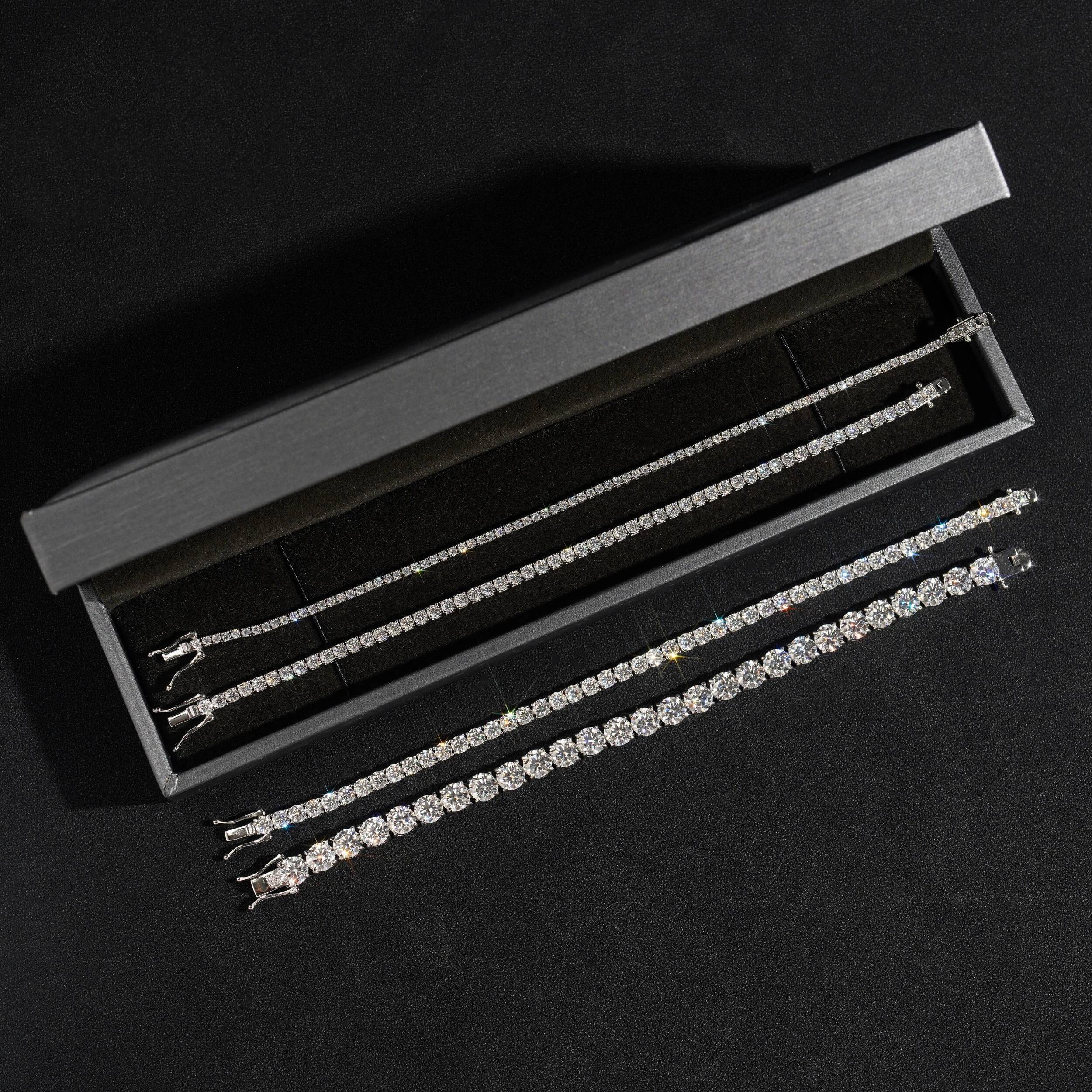 3mm Moissanite Tennis Chain Bracelets Necklace 925 Sterling Silver Luxury Wedding Anniversary Punk Hip Hop Jewelry