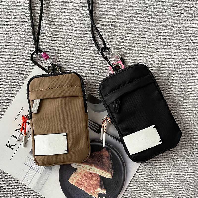 solid nylon bags High quality classic mini letter printing zipper design mobile bag multifunctional Spanish waterproof b