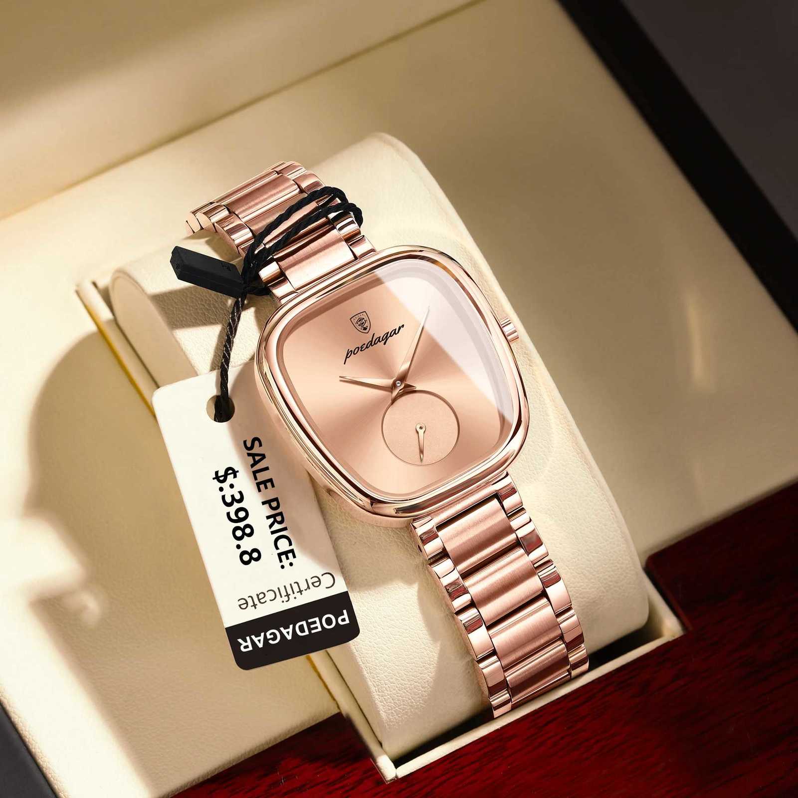 POEDAGAR Luxury for Women Waterproof Stainless Steel Quartz Ladies High Quality Mens Elegant Fem Clock Y250715