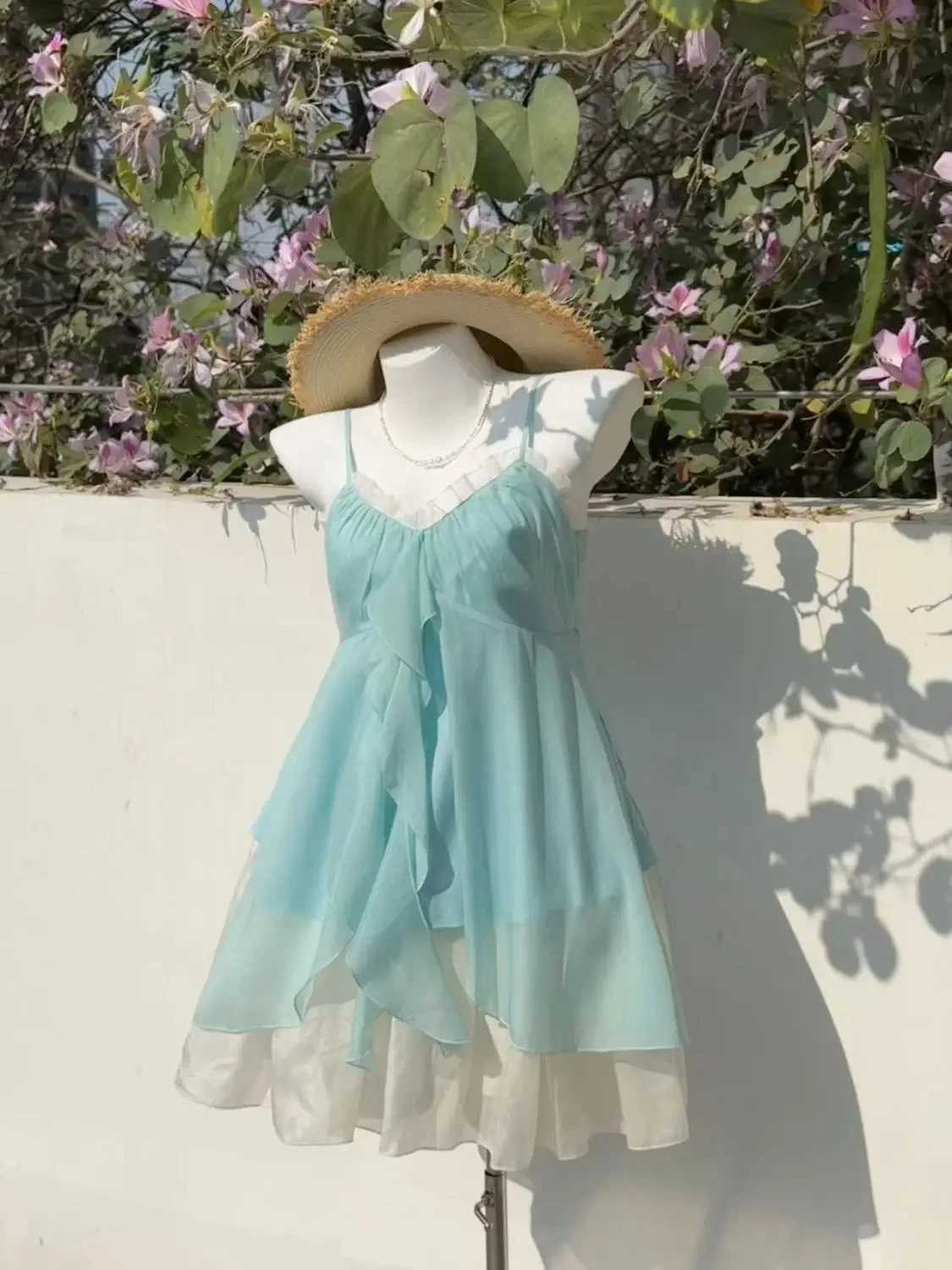 French Sweet Floral Lace Mini Dress Women Beach Style Evening Party Clothing Summer Slim Vintage One Piece Dress Korean Fashion R250716