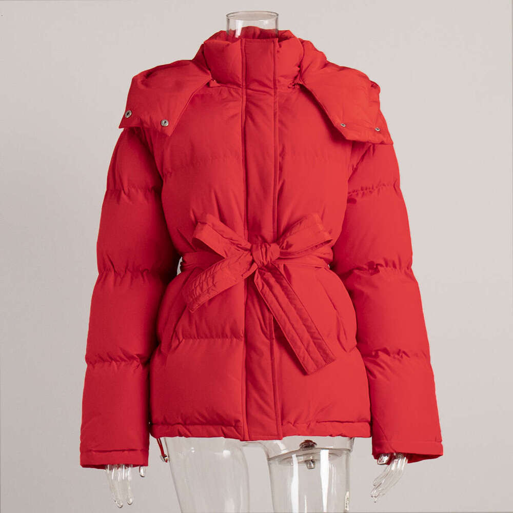 New Women's Hooded Cotton Jacket, Stylish Thickened Warm Versatile Zipper Puffer Jacket B5