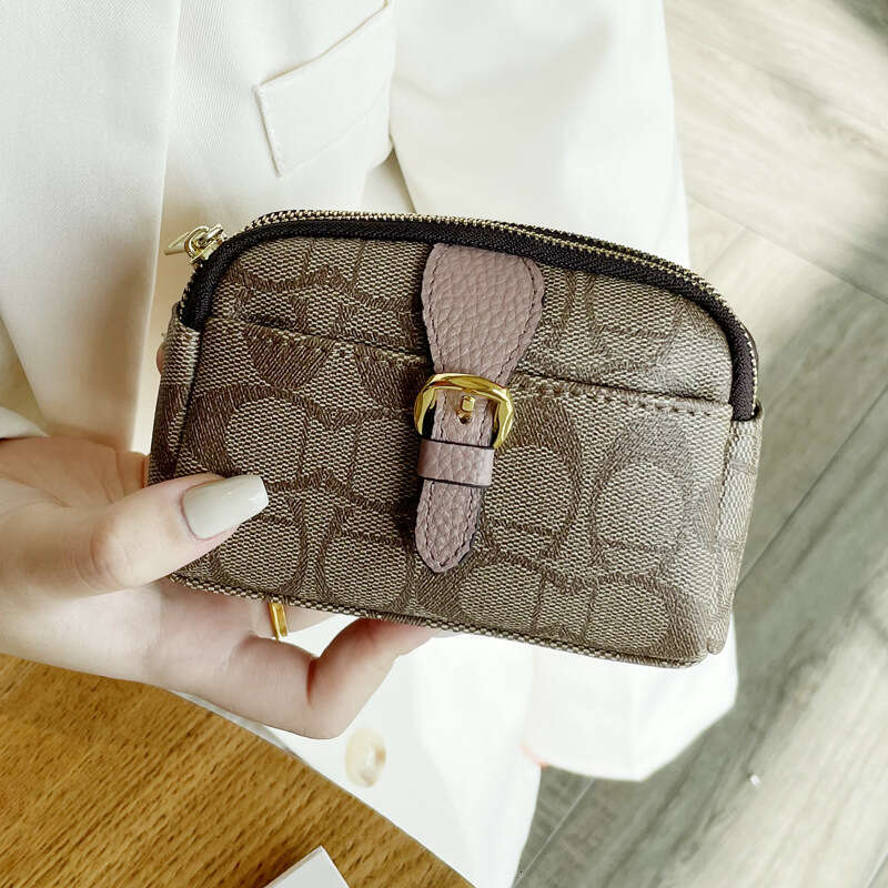 Exquisite Internet Celebrity Printed Coin Purse for Women, Zipper Multi-Functional Handheld Small Wallet, Large Capacity High-End Clutch