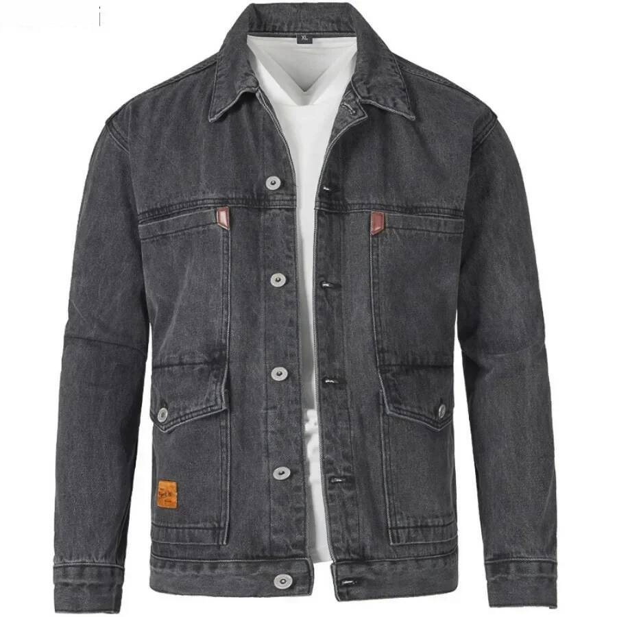 2026 Spring Autumn Men's Denim Coats Multi-Pocket Loose Single-Breasted Cardigan Fashion Casual Cargo Jackets Men Jeans Jacket