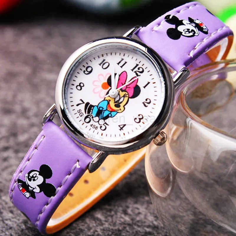 Disney Mickey Minnie Cute Cartoon Girls Kids Quartz Watches Childrens Watch Lovely Fashion Girl Wristwatches W20250716