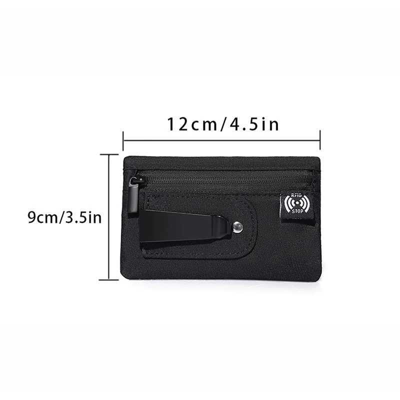 Mini Coin Purse Simple Fabric Pouch with Zipper Belt Clip Non-braided RFID Blocking Money Bag Organizer for and Coins