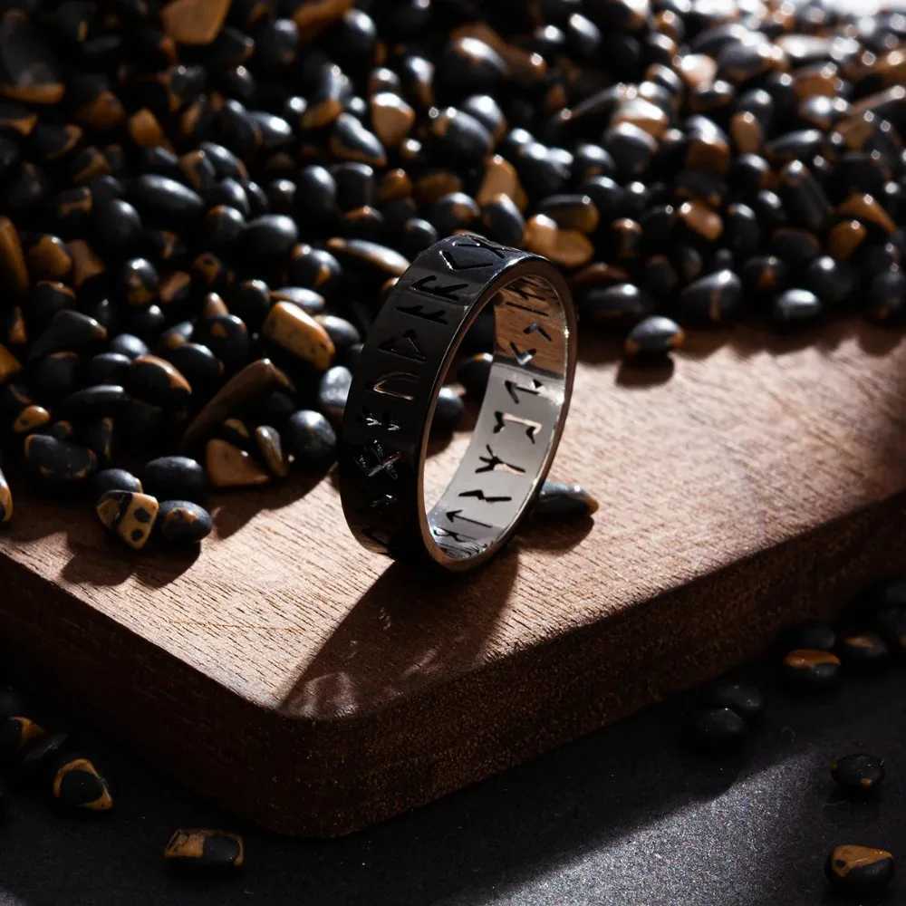Vintage 6mm Out Odin Norse Viking Amulet Rune Rings for Men Words Ring Wedding Jewelry Valentines Gifts Wholesale S250716