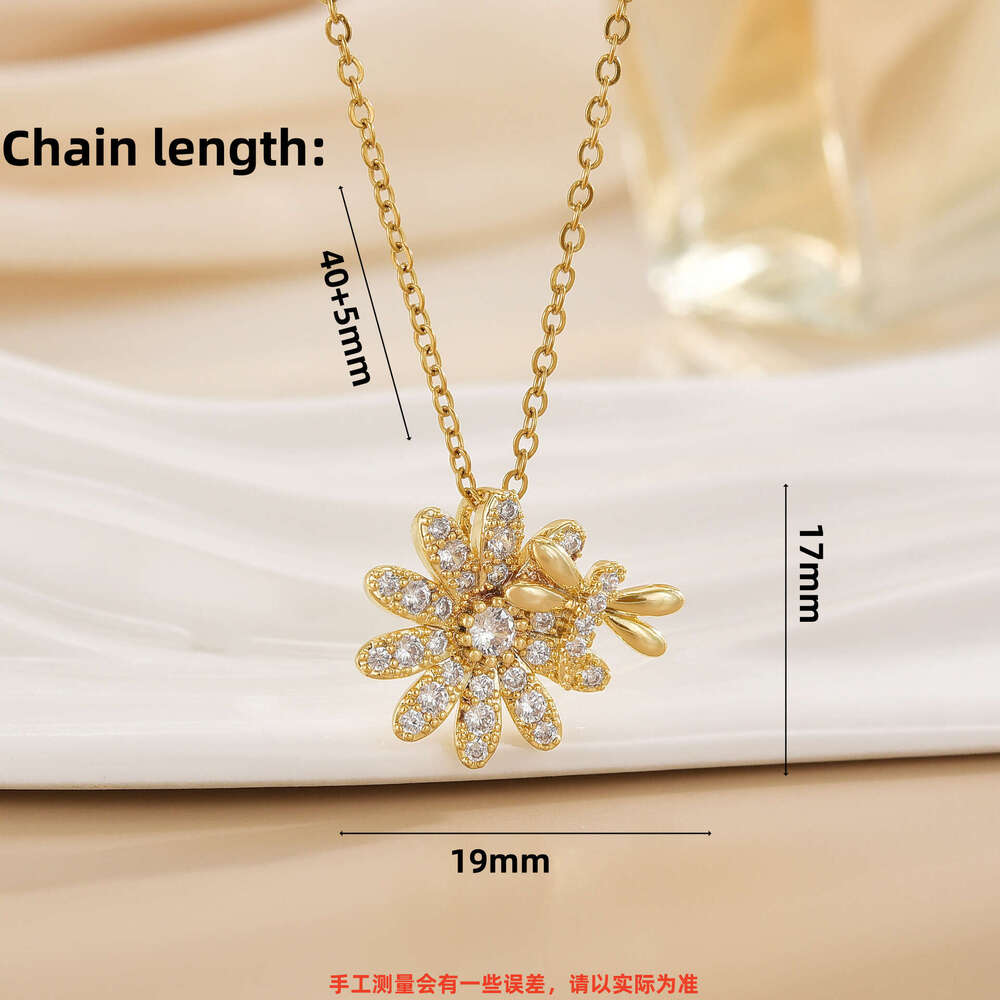 Niche Design Micro Inlaid Suower Bee Flower Necklace For Women Simple Fashion Ins Trend Internet Celebrity Style 5E4