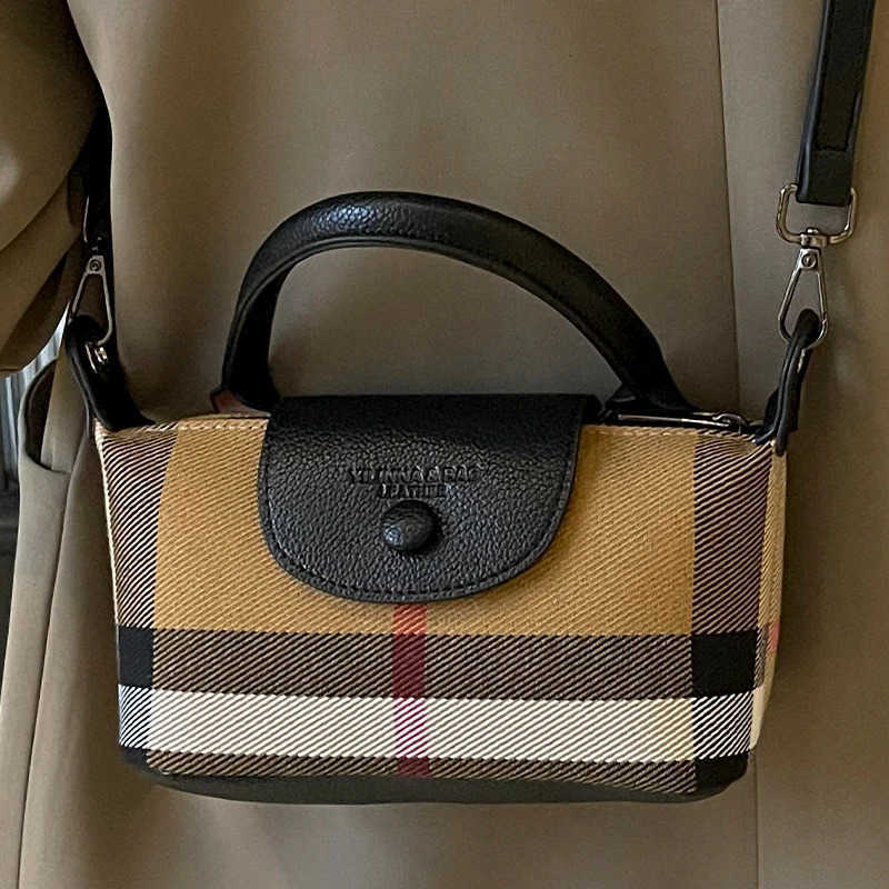 New European and American Fashion Womens Bag Check Pattern Handheld Dumpling Bag Handheld Crossbody Bag M250716