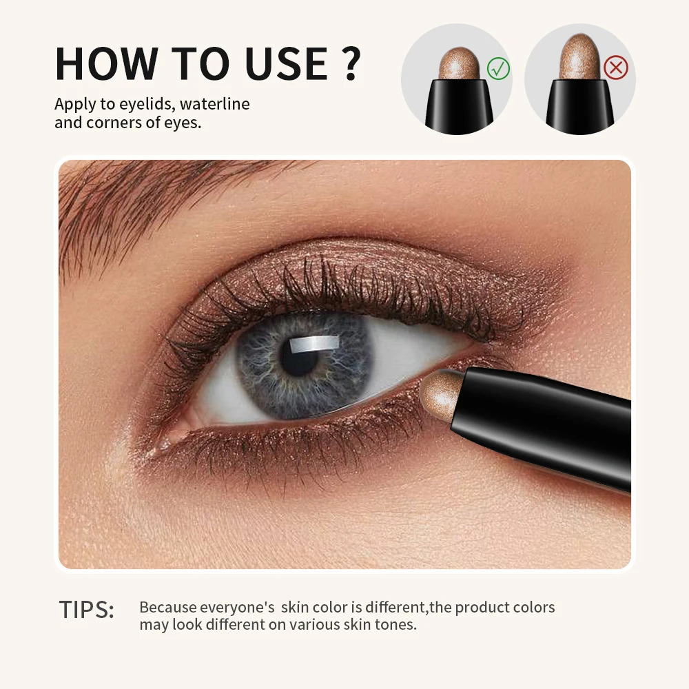 Eyeshadow Stick 10Colors Shimmer And Matte Brown Metallic Cream Eyeshadow Pencil Crayon with Smudge-proof Waterproof Makeup 250712