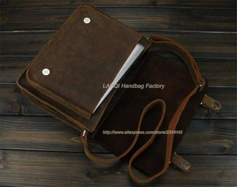 Vintage Crazy Horse Men Shoulder Crossbody Men's Messenger Genuine Leather Bag male Leisure Cowhide 2020