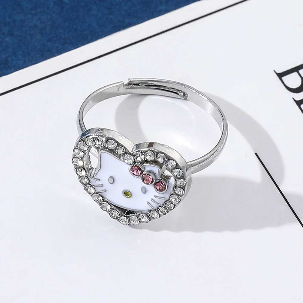 Sanrio Anime Hello Kitty Ring Kawaii Kitty Cinnamoroll Pendant Ring Cute Anime Cartoon Figure KT Cat for Birthday Party Gifts w250716