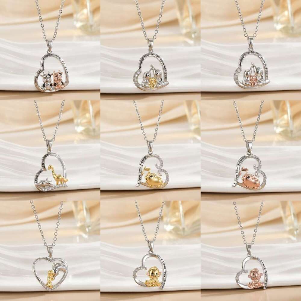 Mother's Day Heart-Shaped Love Animal Necklace Light Niche Fashion Jewelry Non-Fading Collarbone Chain 317