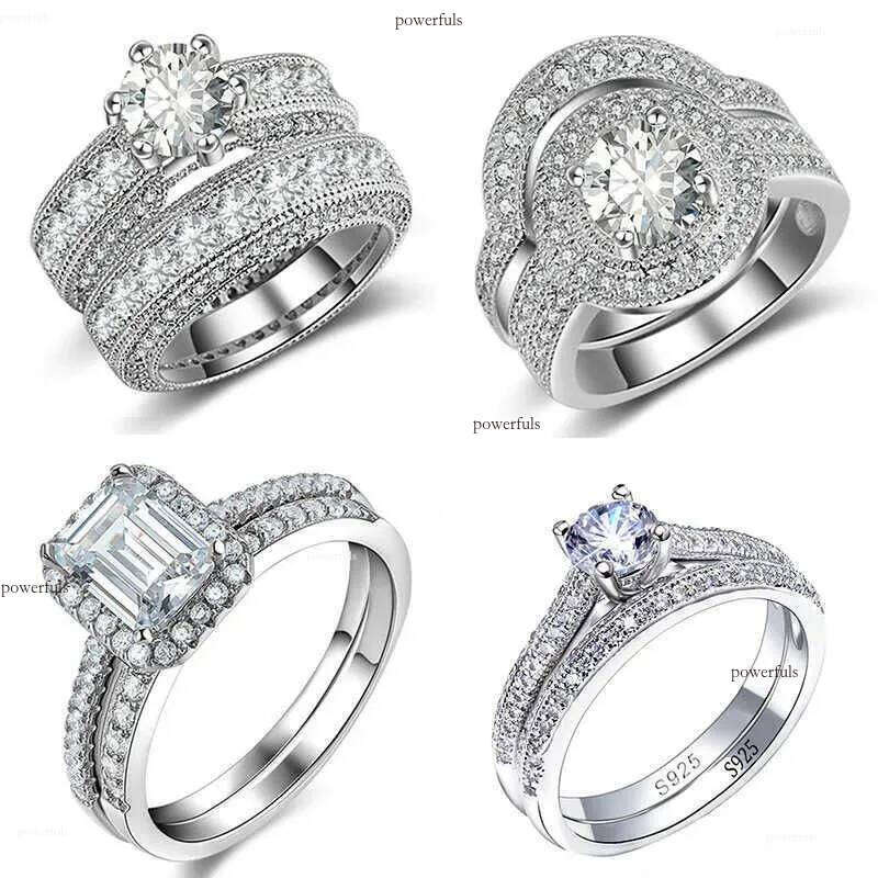 Band 2023 New Sterling Sier Big Wedding Rings Set for Bridal Women Engagement Finger Party Gift Designer Jewelry J230517