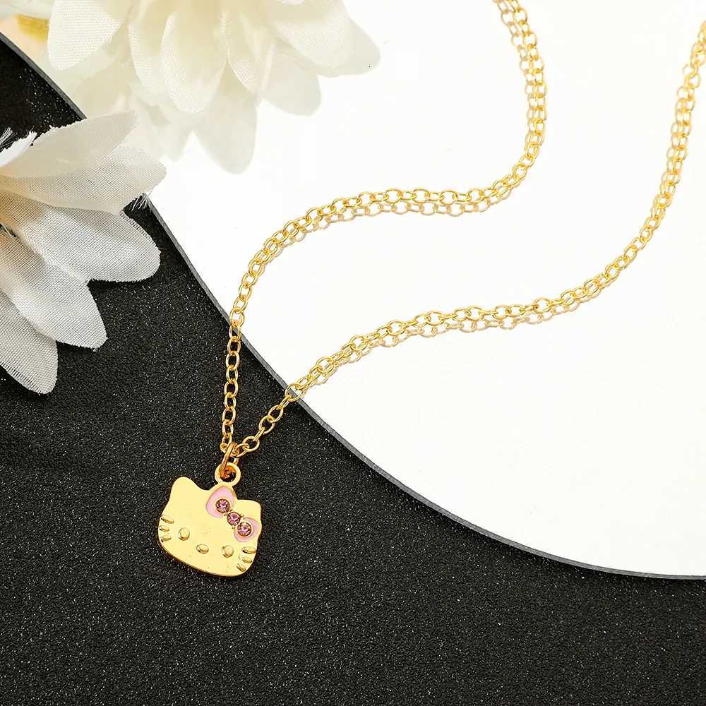 Sanrio Gold Color Simple Cute Sanrio Hello Kitty Pendant Necklaces for Women Girls Party Wedding Accessories Jewelry Giftsw250716