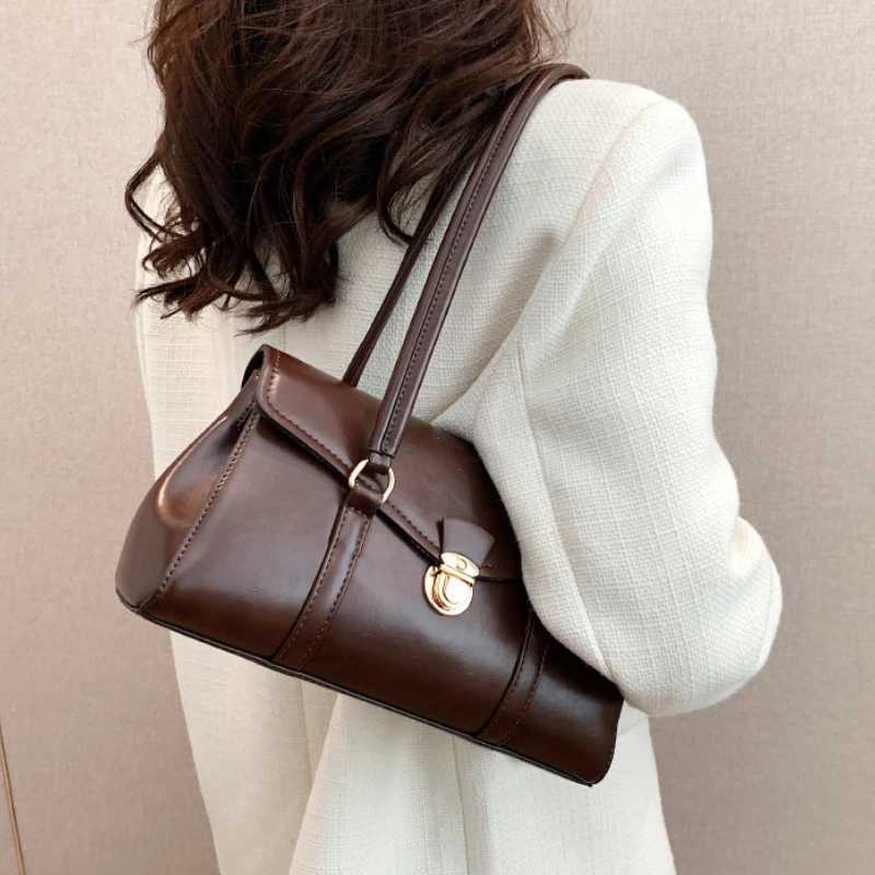 England Style Shoulder Bags High-Grade Sense Underarm Tote Bag Vintage Red Ladies Commuter Bag PU Leather Handbag Purse