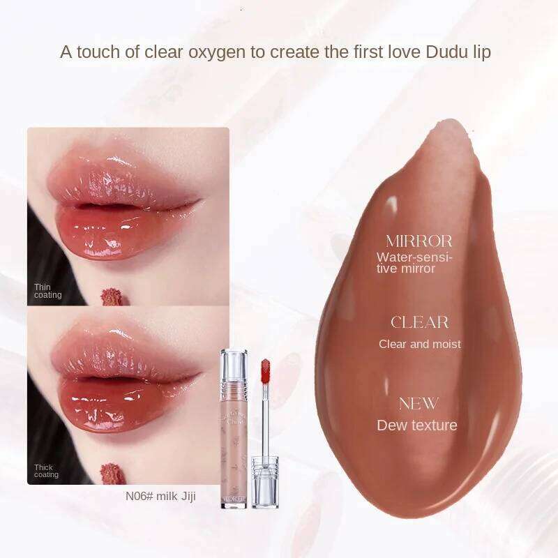FLORTTE Glow Glaze First Kiss Dew Vitamin Long-Lasting Lip Gloss Lipstick Make Up Mirror Lipgloss