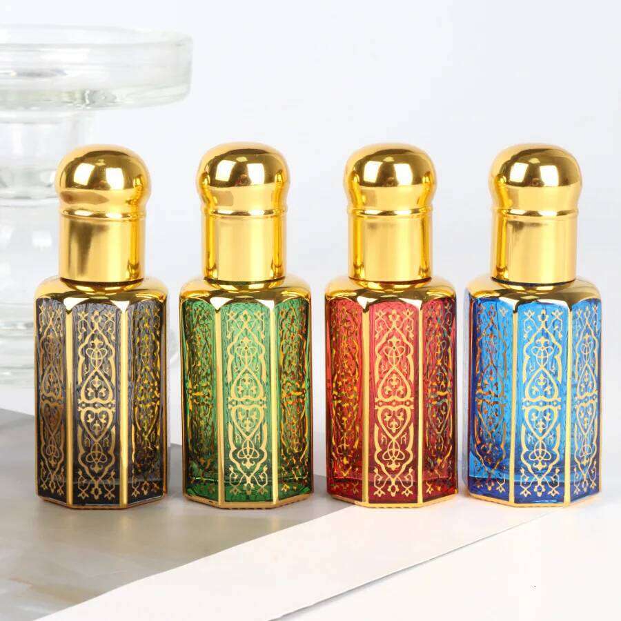 Perfume 3/6/12ML Portable Mini Gold Refillable Essential Oils Bottles Bronzing Liquid Containers Roll on Bottle X250716