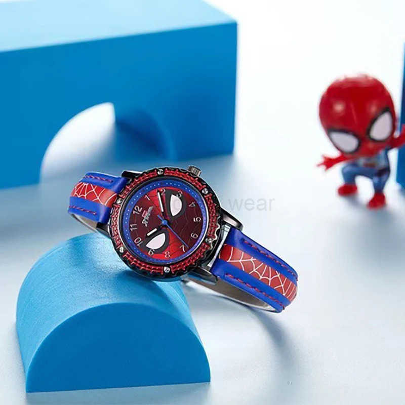 Disney Spider Man Watch Waterproof Luminous Pointer Quartz Watch Leather Watchband Boys Watch Childrens Birthday Christmas Clock Gifts W20250716