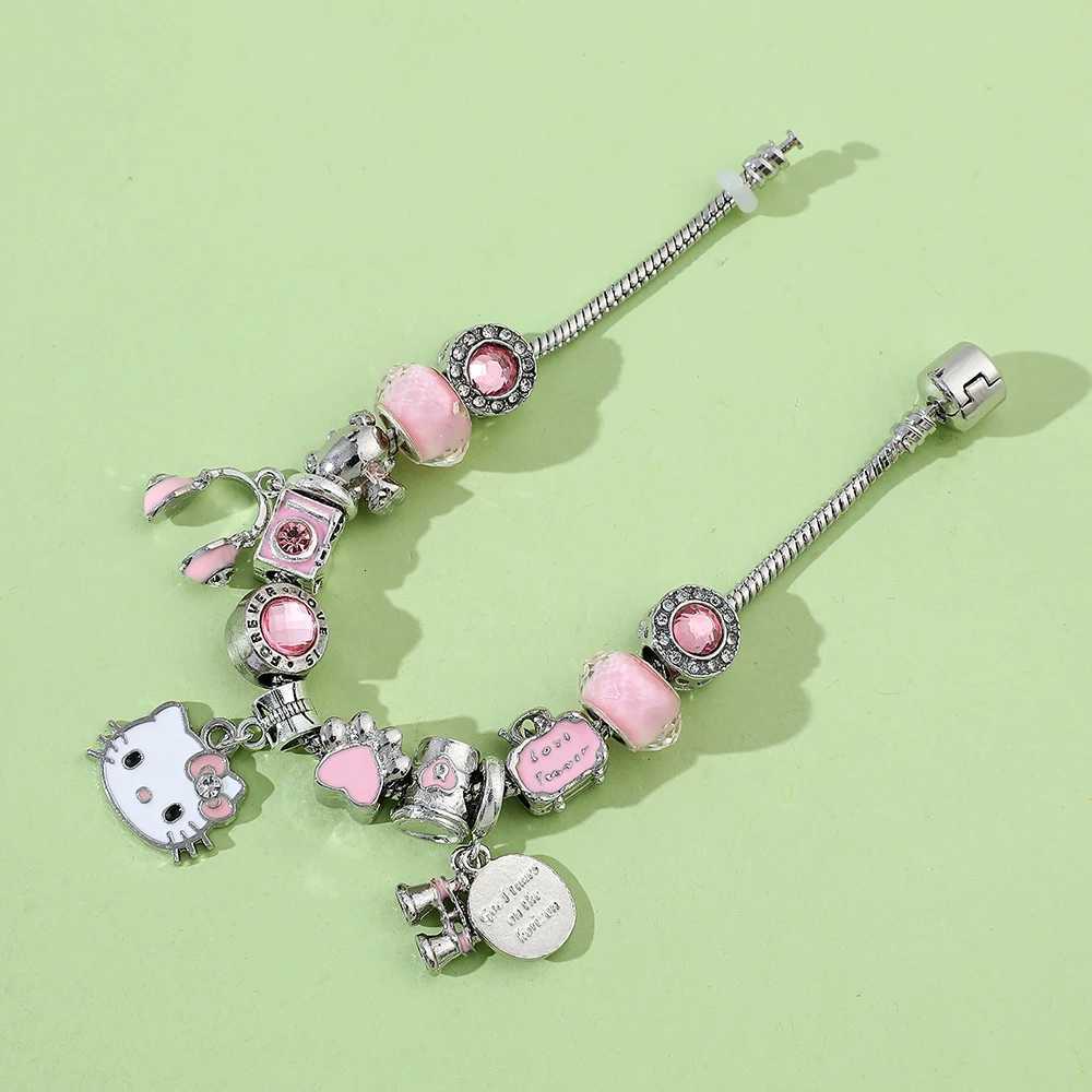 Sanrio Cartoon Anime Hello Kitty Bracelet Cute Cartoon Figure KT Cat Fashion DIY Accessory Kitty Bracelet for Children Party Gifts w250716