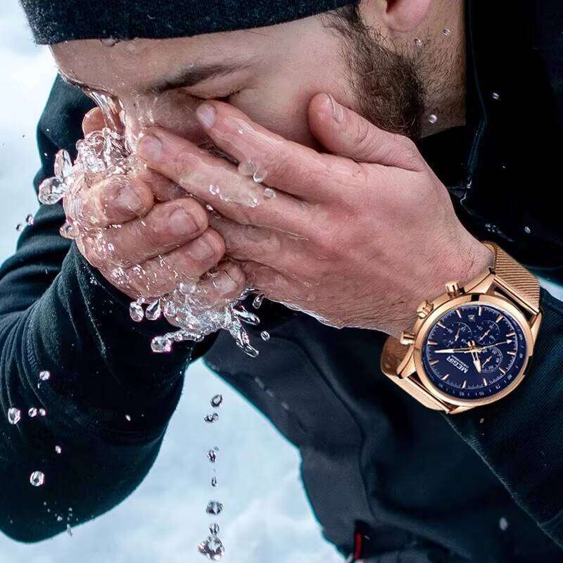 Ultra-Thin Men's Watch - 44mm Stainless Steel Chronograph with Luminous Hands & Date Display | Waterproof Dress Watch (5 Colors)