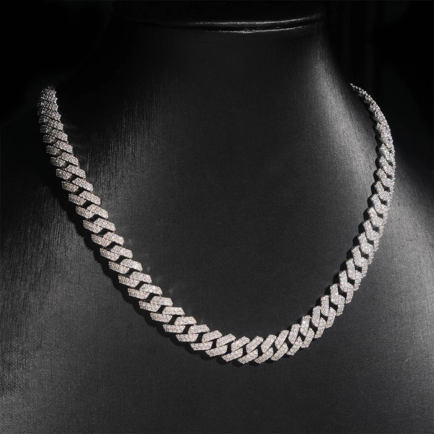 Hip Hop Jewelry 10mm Iced Out 925 Silver Gold Plated D Color Link Moissanite Cuban Chain Bracelet Necklace