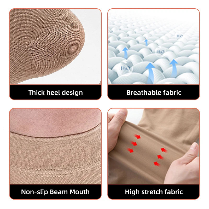 1 Pair Compression Calf Sleeves 3 Levels Pressure Open Toe Breathable Varicose Vein Sports Running Socks 30-40 mmHg 250715