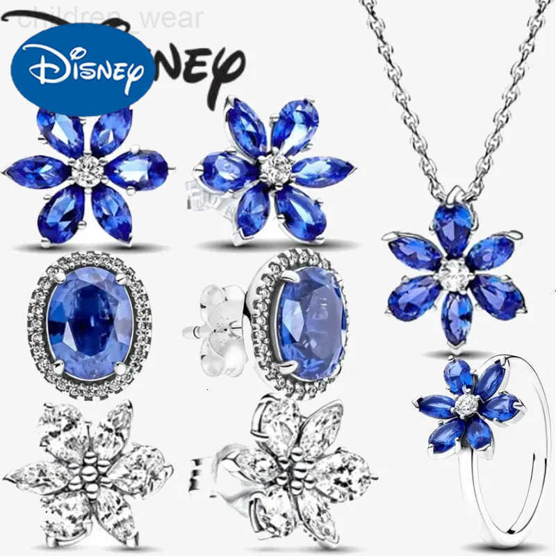 Disney 2024 New Fashion Blue Petal Earrings for Women Premium Fine Glamor Jewelry Gifts Premium Glamor Jewelry Wholesale W20250716
