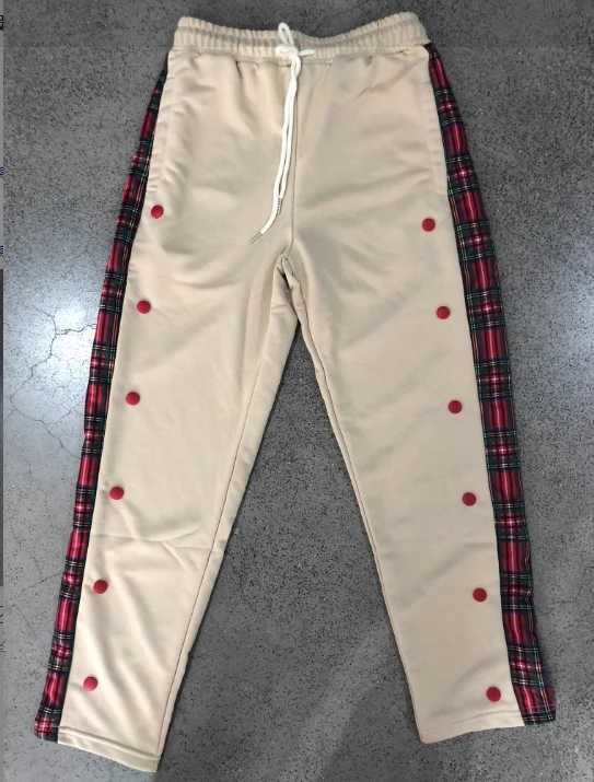 Mens Striped Patchwork Pants Retro Side Button Chimphoximity ADT Straight FJMen Four Seasons European and Sports Pants y250716