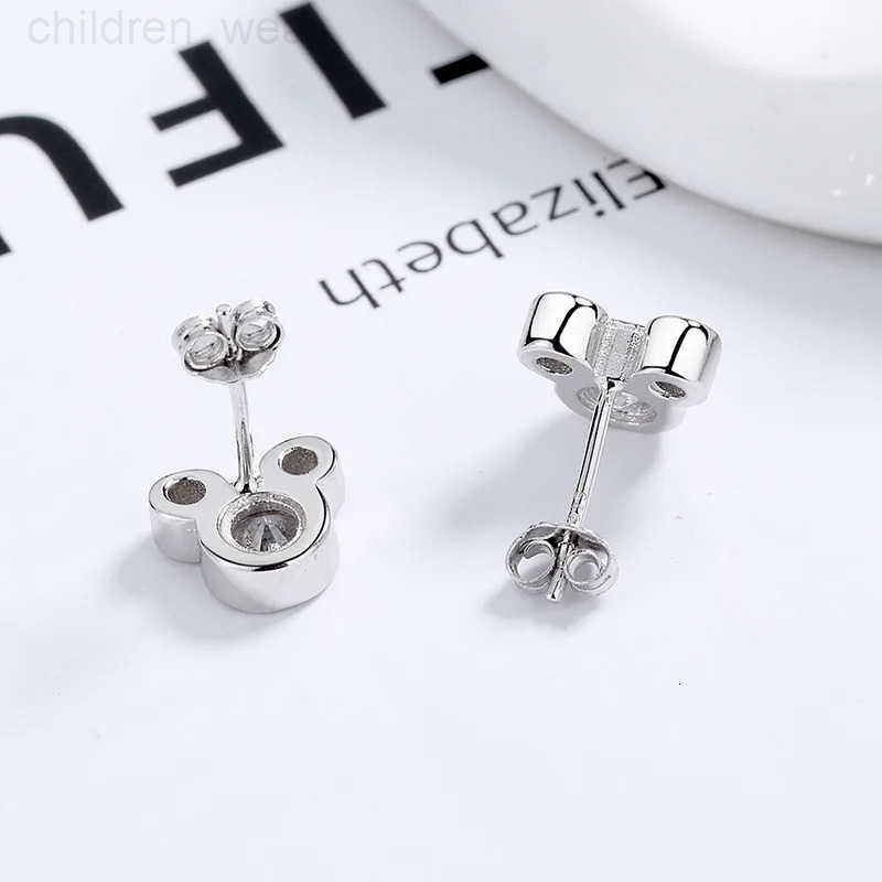 Disney 100% 925 Sterling Silver Jewelry Small and Exquisite Zircon Cute Cartoon Mickey Stud Earrings for Women W20250716