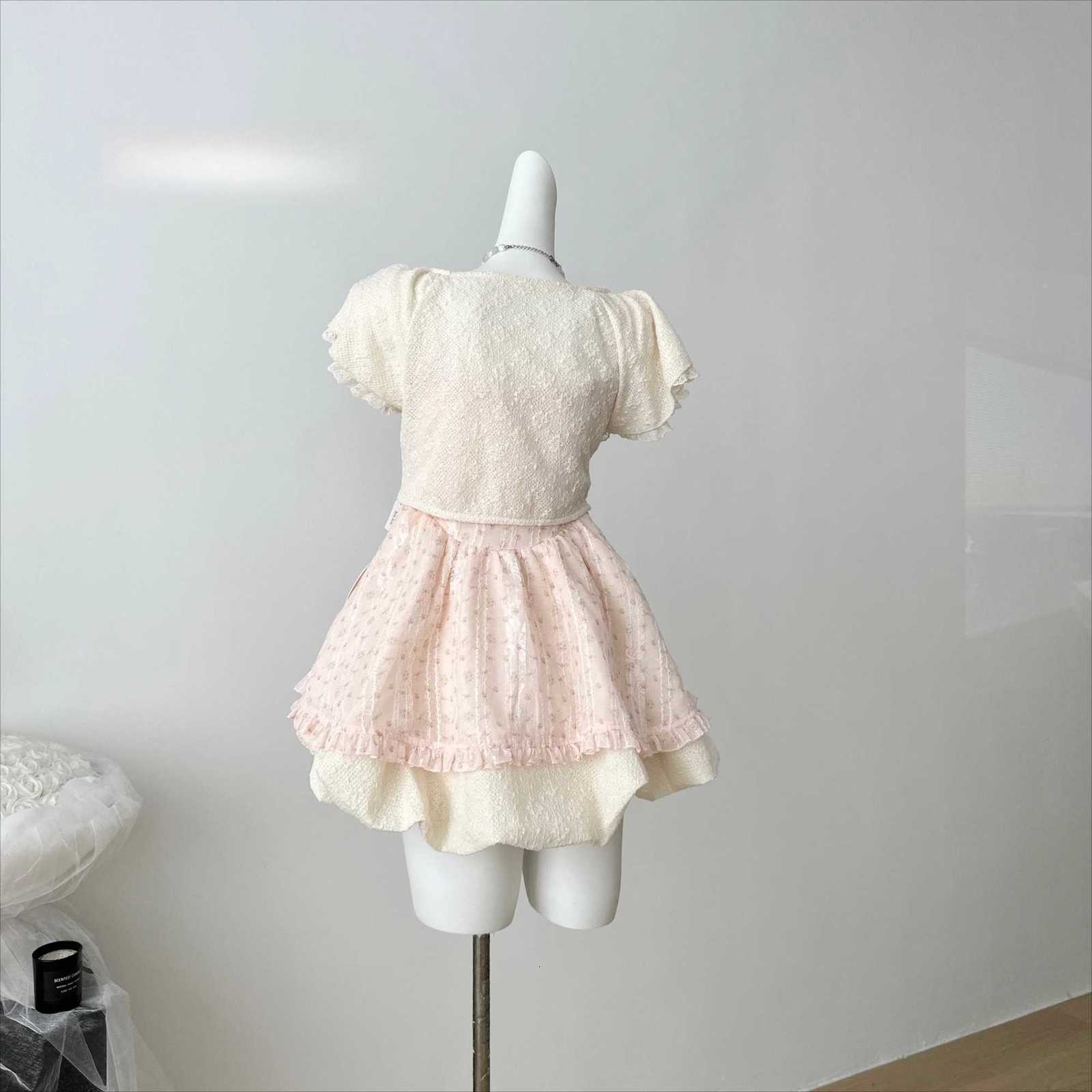 Sweet Lolita Bow Lace Dress Women Puff Sleeve Ruffle Layered Skirt Princess Style Vintage Cottagecore Fairycore Kawaii Outfits R250716