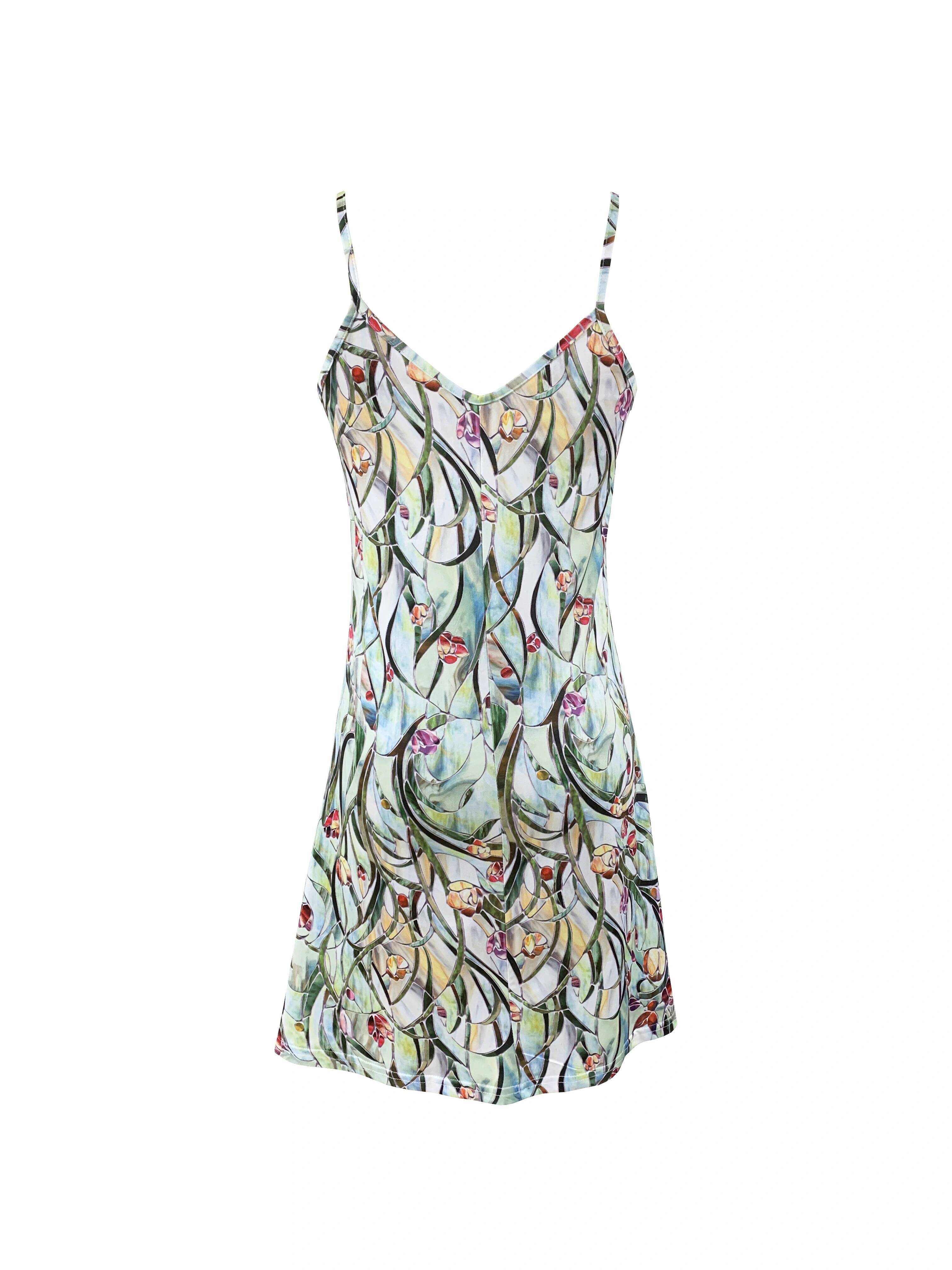 Womens Fashion Strapless Dress with Painting Flower Pattern dongdumaoyi