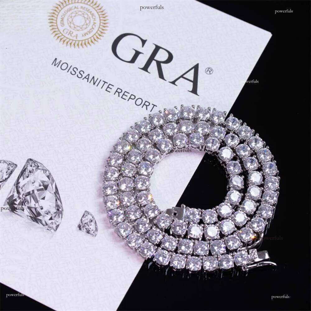 Moissanite Tennis Chain Bracelet Designer Necklace for Women Men Gold Plated 3MM 4MM 5MM 6MM W Dia Choker Hip Hop Fine Womens Necklaces Mens Jewelry C