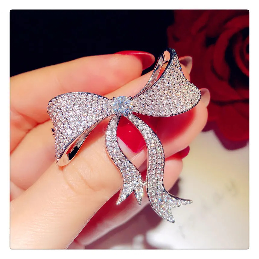 Brooches For Women Cubic Zirconia Bowknot Corsage Sweater Suit Pin Accessories Fine Jewelry Brooch Valentines Day Gift 250712