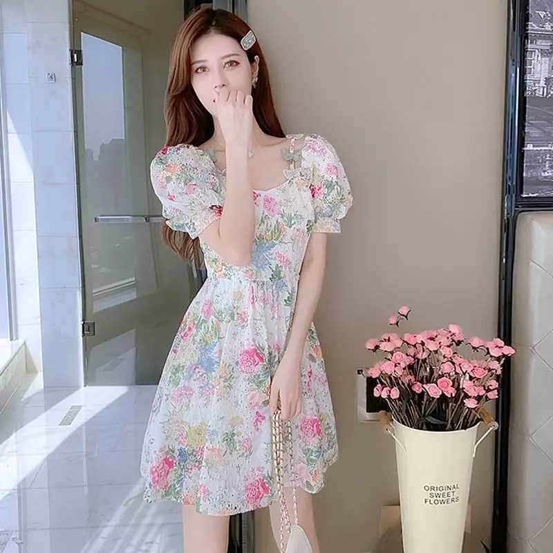 Womens New Style Small Person Looks Slim and Sweet Floral Dress R250716