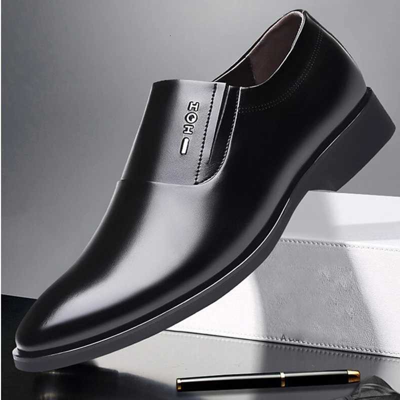 Men Business Dress Leather Shoes Spring Autumn Leisure PU Leather Breathable Soft Sole Invisible Elevated Anti-Slip Casual W250716