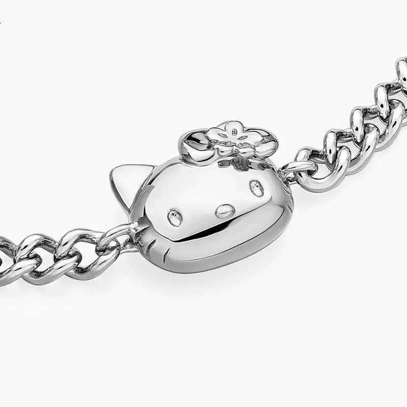 Sanrio Hello Kitty Bracelets Adjustable Bracelet for Women Luxury Cartoon Pendant Chain Party Birthday Silver Jewelry Gifts w250716
