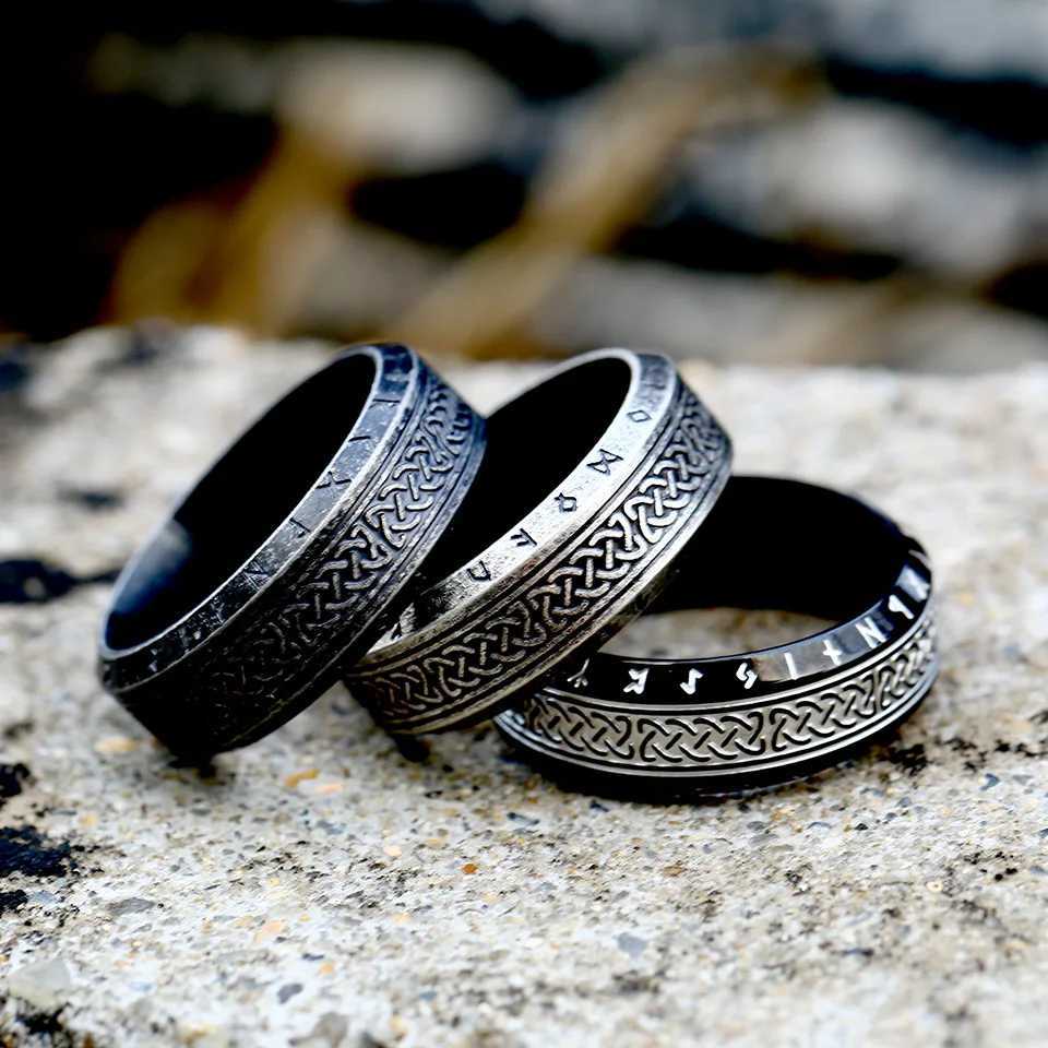 Vintage Odin Norse Viking Amulet Rune Rings For Men Cool Stainless Steel Celtic Knot Ring Wedding Jewelry Valentines Days Gifts S250716