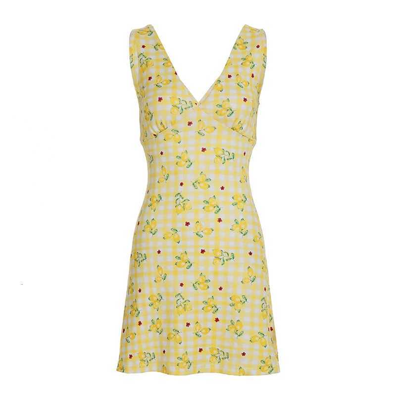 Summer Sweet Fruit Print Women Vest Dresses Fashion Prairie Chic Slim Fit Casual Classical Dresses R250716